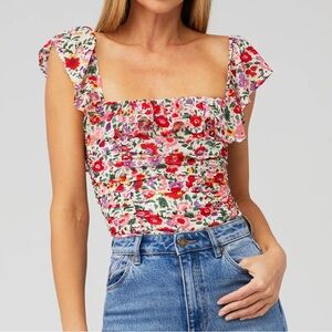 ASTR the Label Camellia Floral Ruffle Bodysuit!